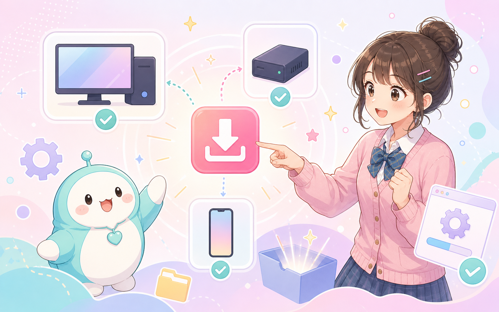 デバイスを選んでCrossFlowをインストールする説明イラスト