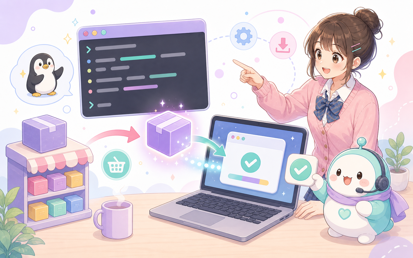LinuxでコマンドからCrossFlowをインストールする説明イラスト